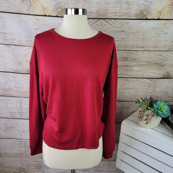 SHEIN Long Sleeve‎ Cropped Crew Neck Red T-Shirt Size Extra Large - Picture 1 of 5